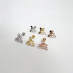 A5 299 ［サージカルステンレス］ブラックアンドホワイトリボンキュービックピアス