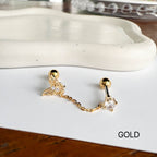 MJ 072 ［サージカルステンレス］ドロップチェーン蝶々ピアス