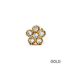 MN 071 ［サージカルステンレス］花キュービックストーンピアス　