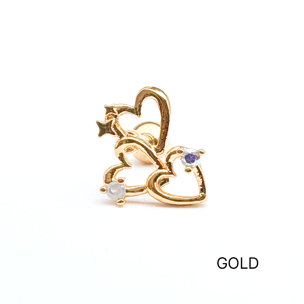 A5 245 ［サージカルステンレス］トリプルハートピアス