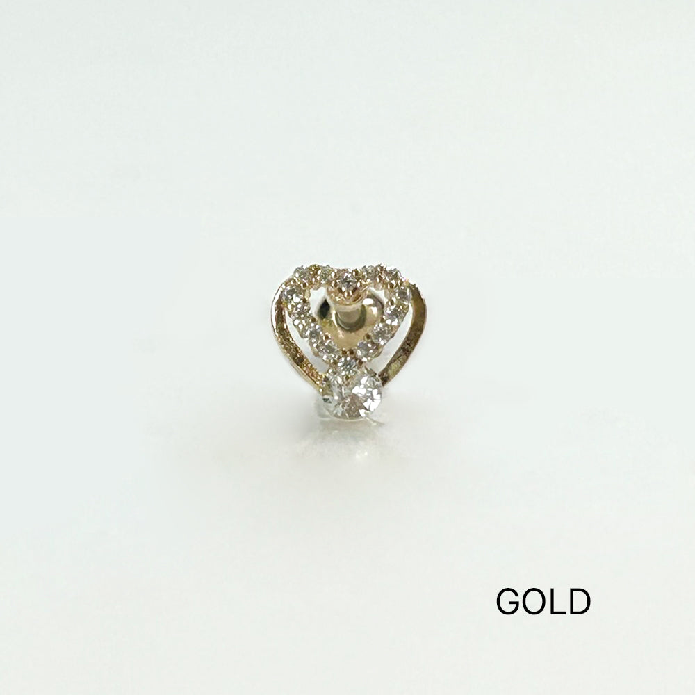 MP 055 ［サージカルステンレス］キュービックドロップハートピアス