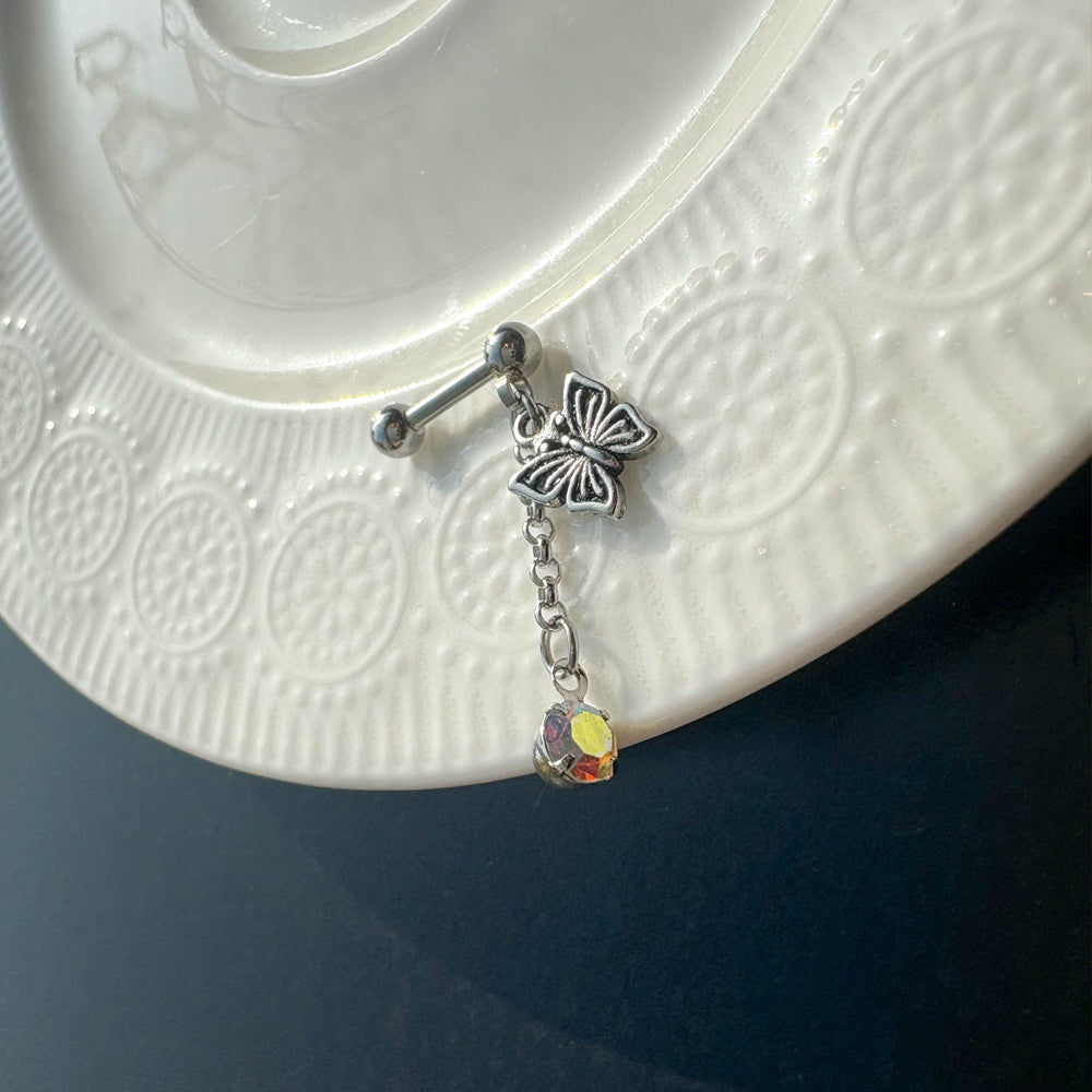 A2 248 ［サージカルステンレス］アンティーク蝶々ピアス