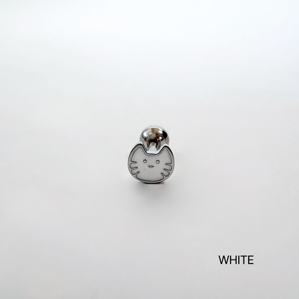 B3 029 ［サージカルステンレス］シンプル黒白猫ピアス