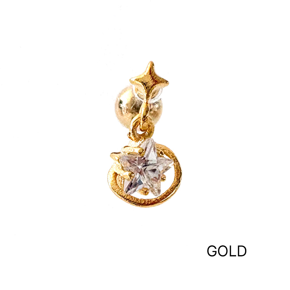 A8 298 ［サージカルステンレス］ドロップキュービックスターピアス