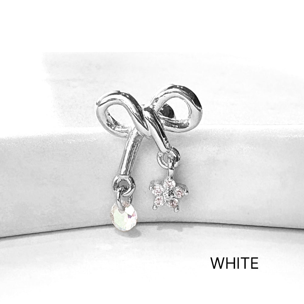 A5 244 [サージカルステンレス]　チャームリボンピアス