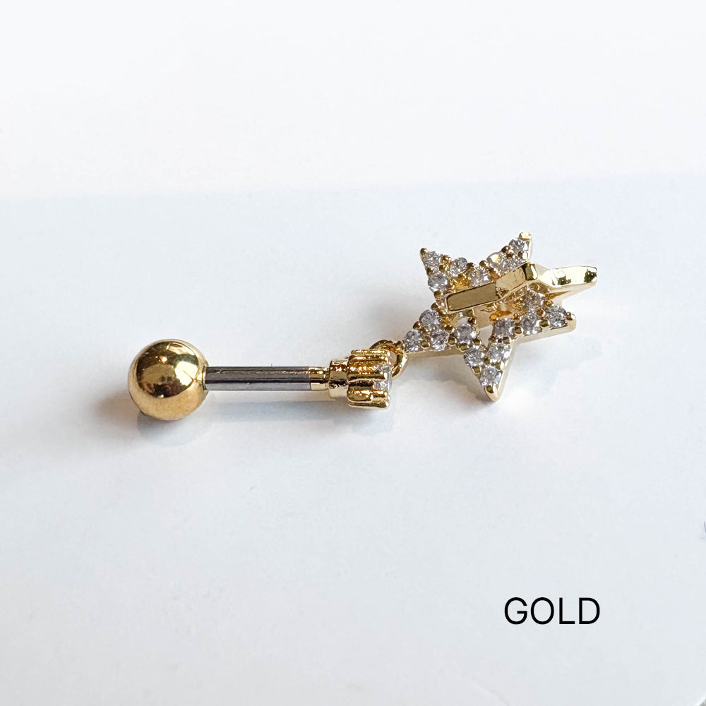 MP 072 ［サージカルステンレス］キュービッククロス星ピアス