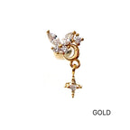 A8 285 ［サージカルステンレス］ドロップ蝶々＆月＆花ピアス