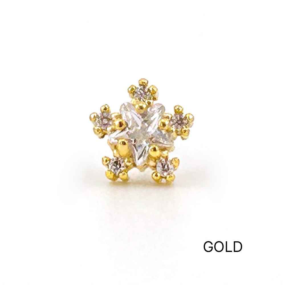 MN 066 ［サージカルステンレス］キュービック花＆星ピアス