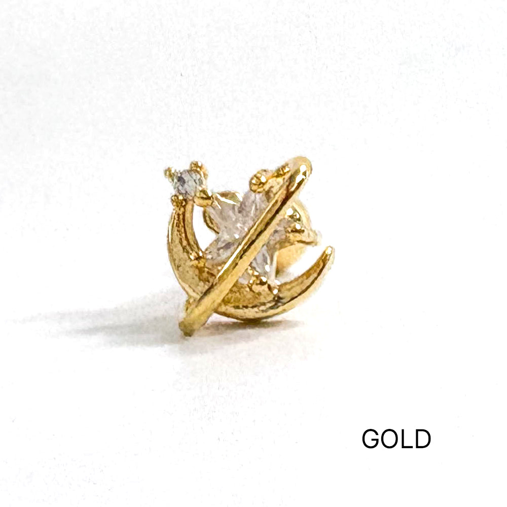 A8 172 ［サージカルステンレス］月＆星＆天の川ピアス