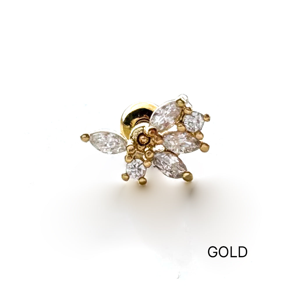 MP 119 ［サージカルステンレス］キュービック葉っぱ＆羽ピアス