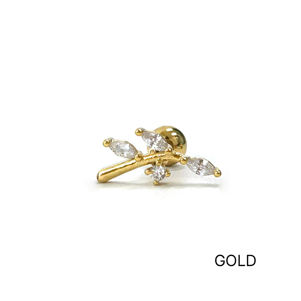 MN 122 ［サージカルステンレス］シンプルキュービックストーンピアス