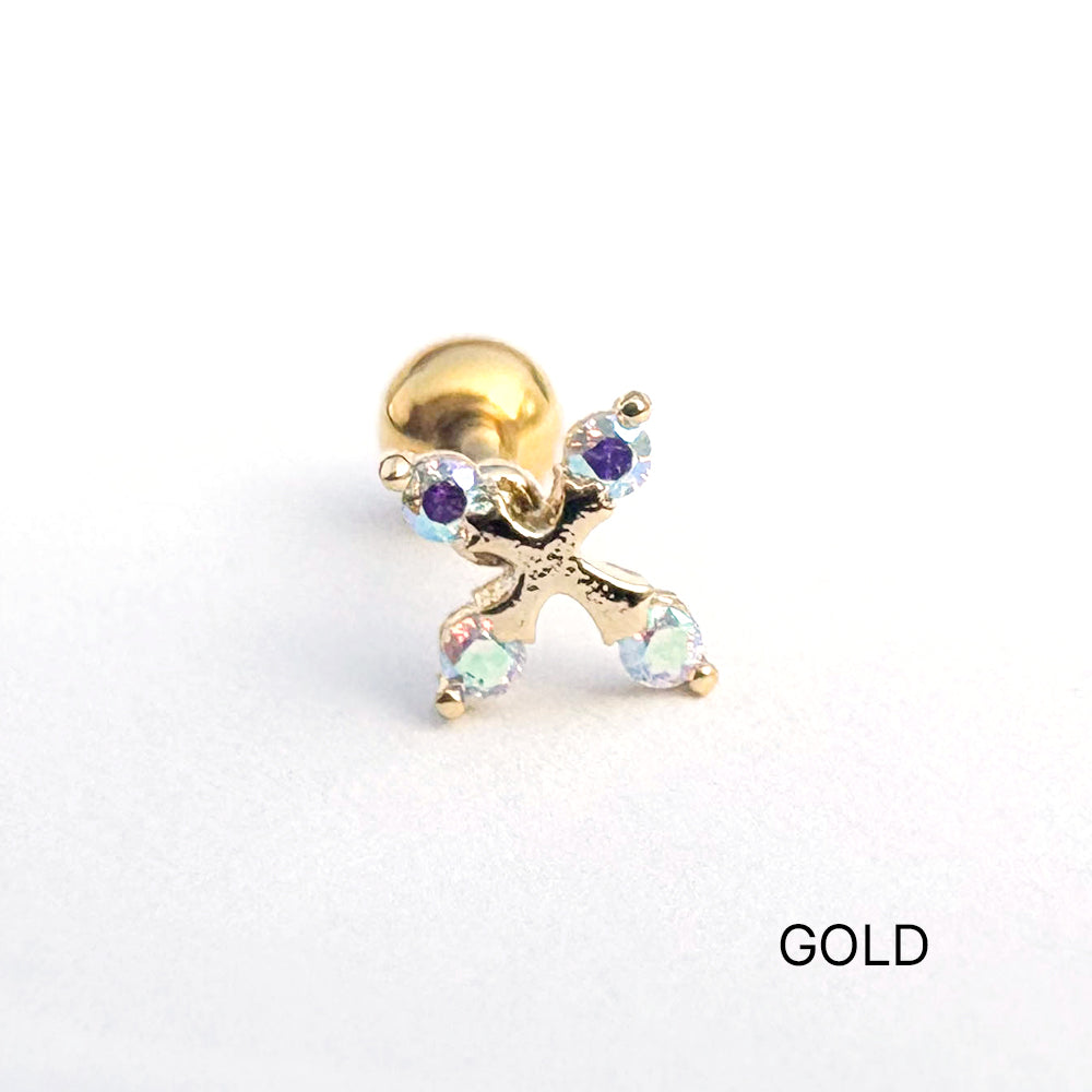 A5 294 ［サージカルステンレス］ストーン十字架ピアス