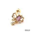 A5 257 ［サージカルステンレス］リボンスターハートチャームピアス