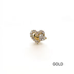 MP 129 ［サージカルステンレス］ラグジュアリーキュービックハートピアス