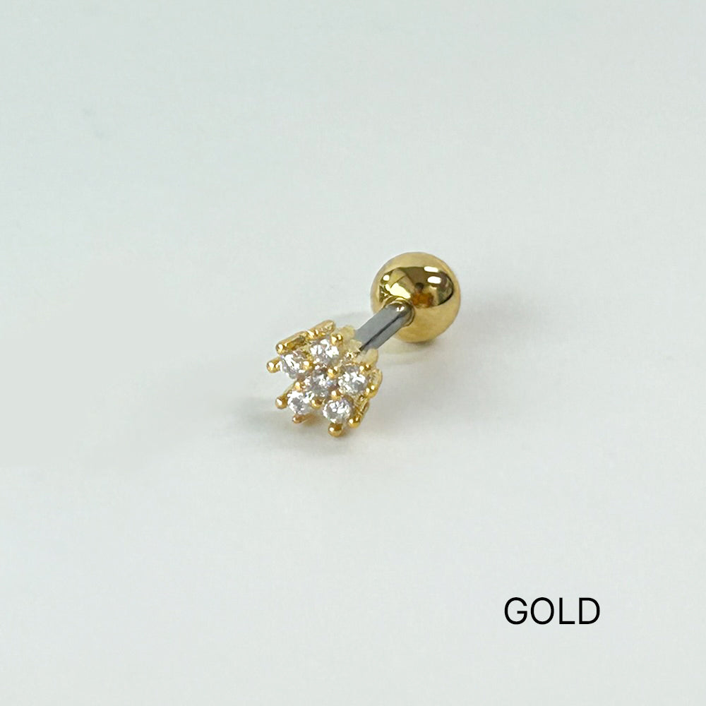 MN 041 ［サージカルステンレス］ミニキュービックお花ピアス