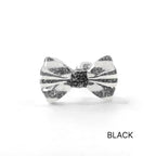 MK 083 ［サージカルステンレス］クリアパールリボンピアス