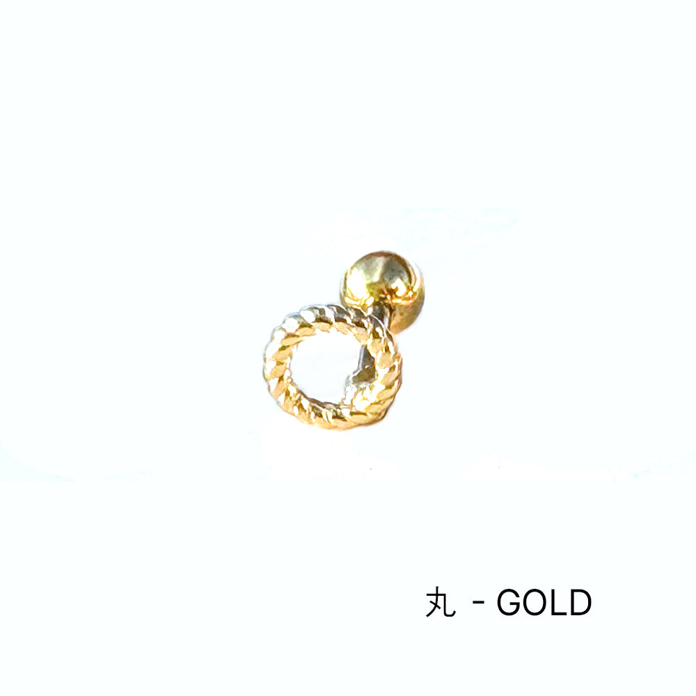 A4 114 ［サージカルステンレス］ ねじりハート＆星＆丸ピアス