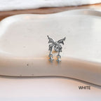 A10 073 ［サージカルステンレス］リボンミニスタードロップピアス