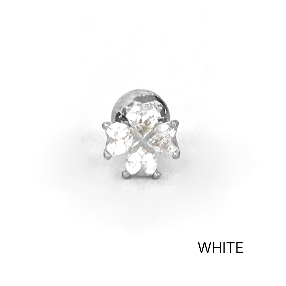 A8 261 ［サージカルステンレス］キュービック四葉のクローバーピアス