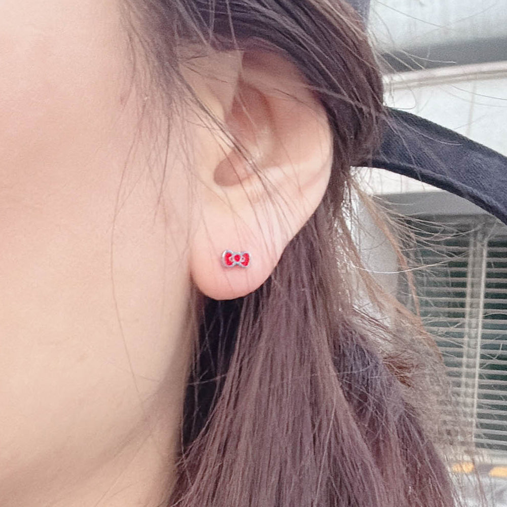 B3 095 ［サージカルステンレス］アニメチックリボンピアス