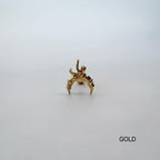 A10 072 ［サージカルステンレス］リボンムーン月ピアス