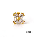 MN 173 ［サージカルステンレス］シンプルストーンクローバーピアス