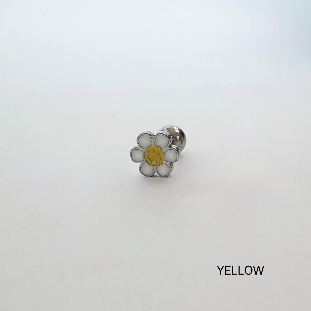 B3 025 ［サージカルステンレス］パステルスタイルスマイル花ピアス