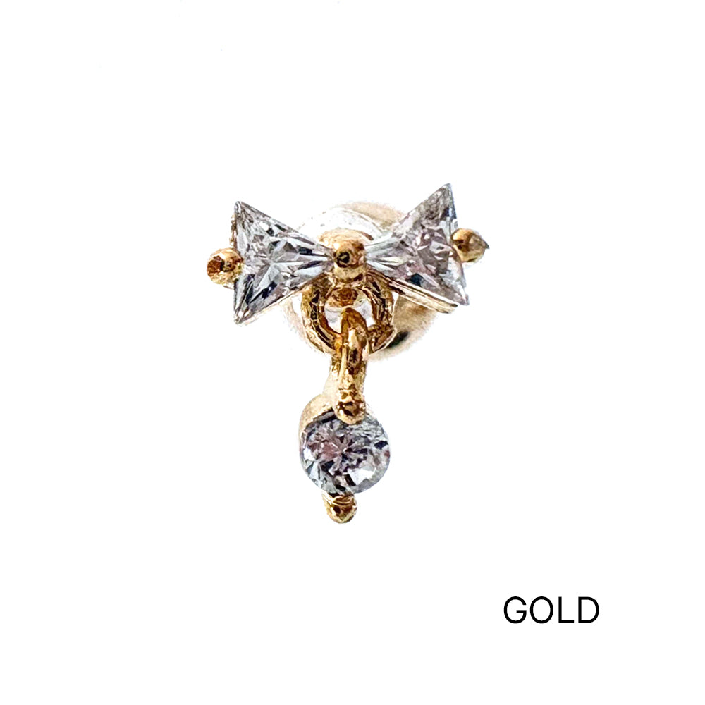 A8 293［サージカルステンレス］リボンドロップピアス