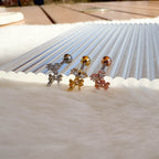 A5 282 ［サージカルステンレス］ダブルストーンドロップリボンピアス