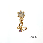 A8 296 ［サージカルステンレス］キュービック蝶々ドロップピアス