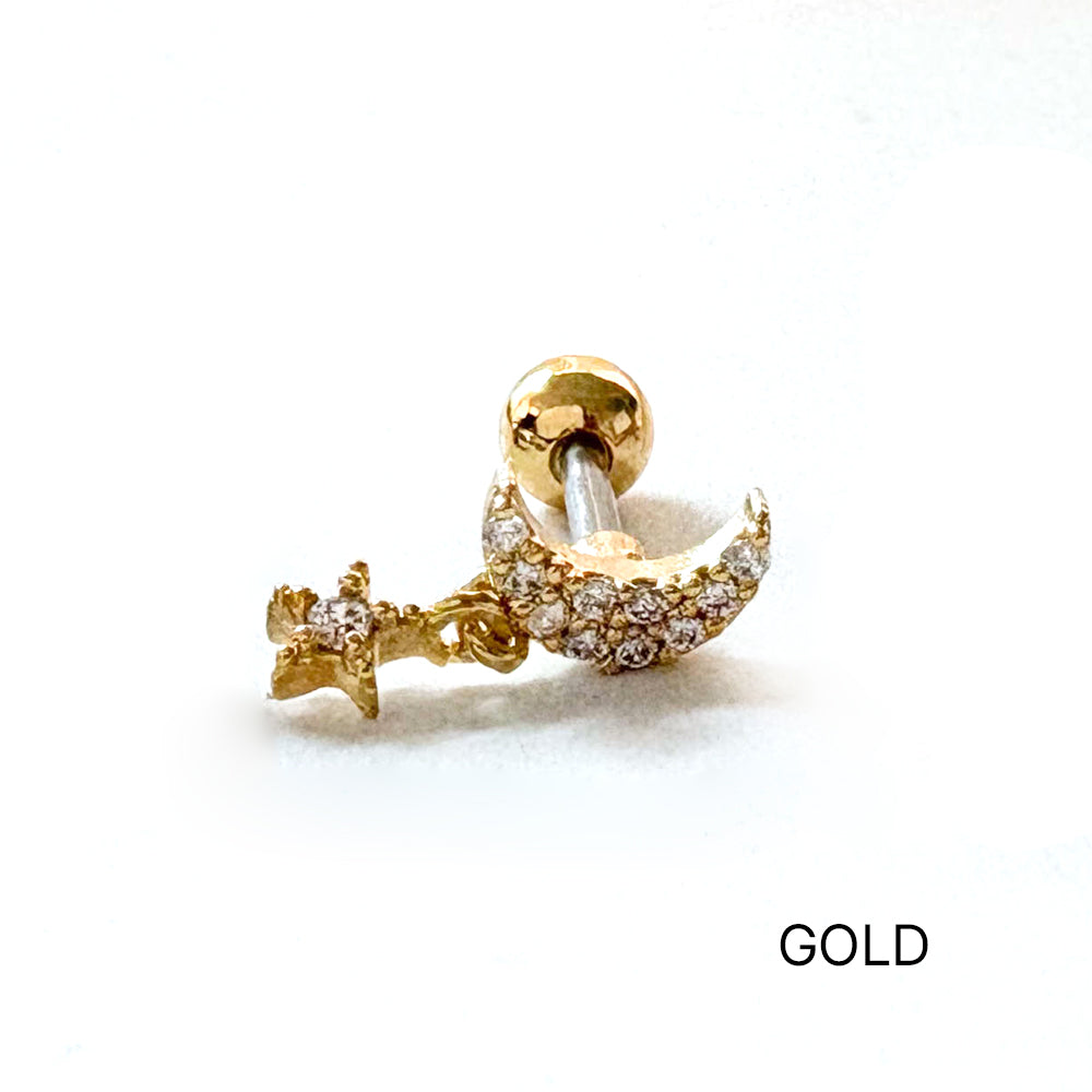 A8 295 ［サージカルステンレス］月＆星ピアス