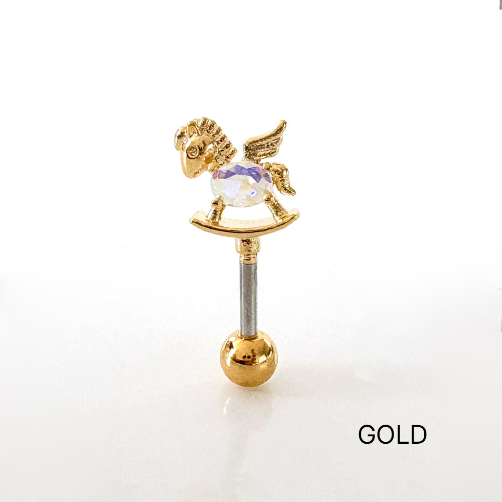 A8 273　[サージカルステンレス] オーロラ木馬ピアス