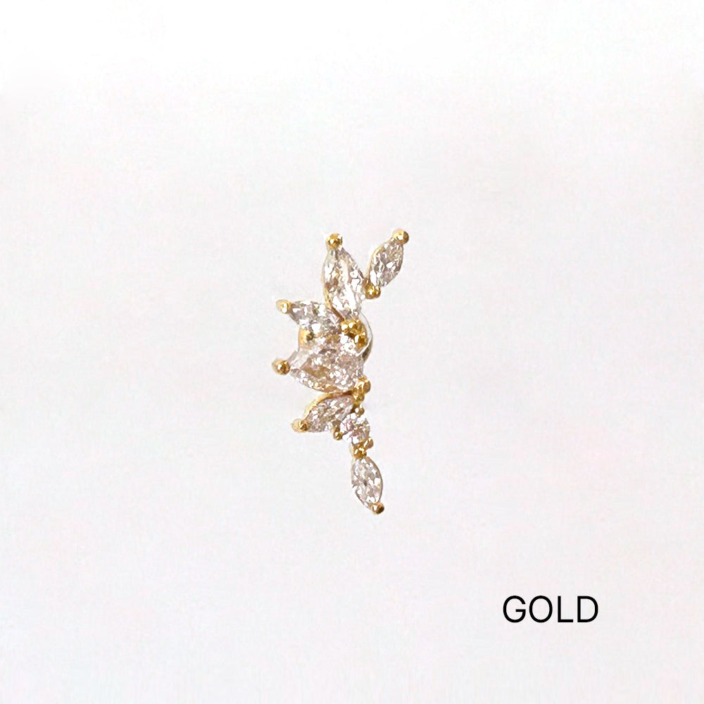 MP 122 ［サージカルステンレス］キュービック羽＆葉っぱピアス