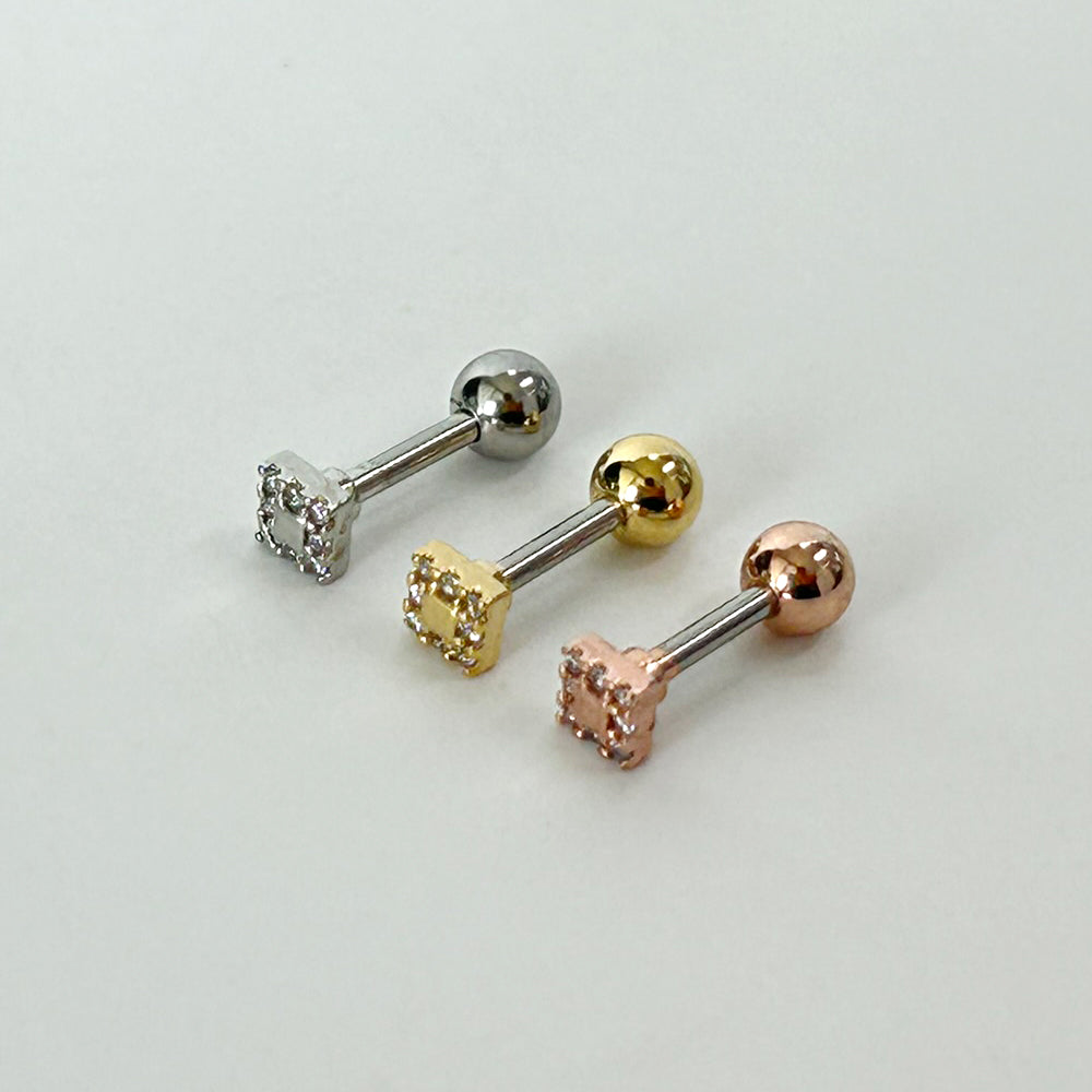 MP 138 ［サージカルステンレス］三角，丸，四角，水滴ストーンピアス