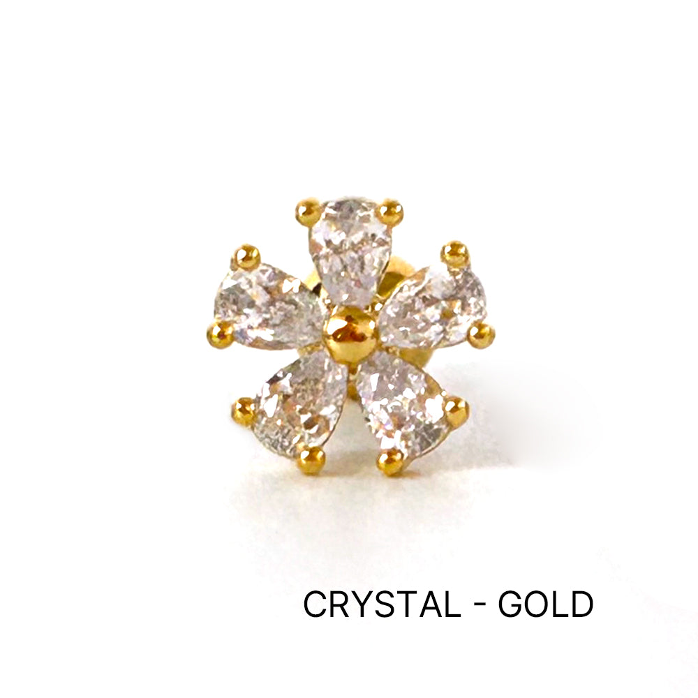 MN 159 ［サージカルステンレス］シンプルストーン花ピアス